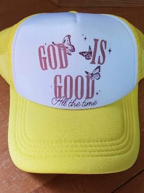 Yellow Trucker Hat "God Is Good"